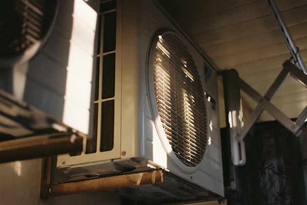 Air conditioning unit close-up on a sunny day